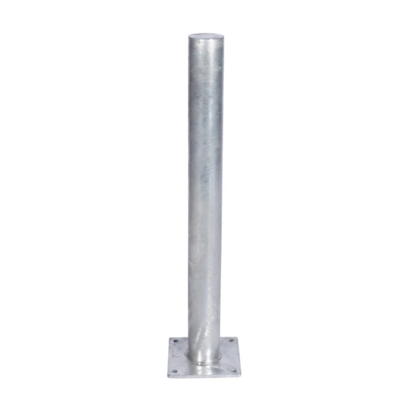 Vue générale du poteau de protection en acier galvanisé à chaud sur platine H.900x diam.90 mm