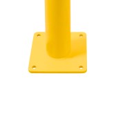 Zoom sur platine du poteau de protection jaune et noir H1200mm diamètre 90 mm