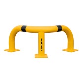 Vue de face de l'arceau d'angle de protection jaune et noir H350mm