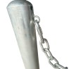 Zoom de potelet en acier galvanisé avec chaine