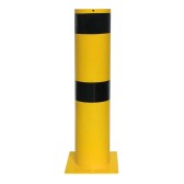 Vue générale du poteau de protection jaune et noir H.1200 x diam.273 mm