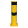 Vue générale du poteau de protection jaune et noir H.1200 x diam.273 mm