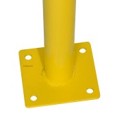 Vue de la fixation de la barrière de sécurité industrielle jaune et noire diam.40 mm